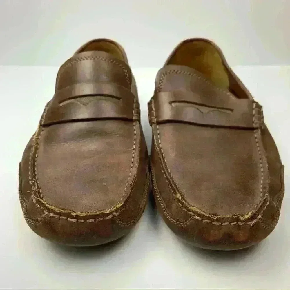 Clarks collection penny loafers size 9 42 brown leather slip on comfort drivers